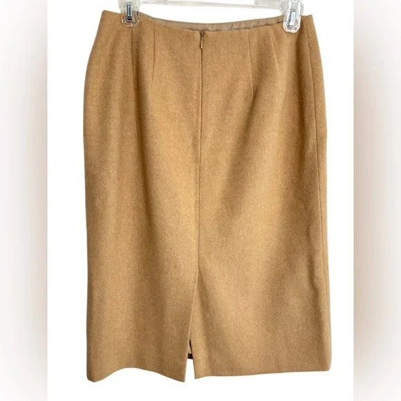 Talbots Pencil Skirt Women's Sz 8 Petite Tan Camel Hair Fitted Classic Secretary - Picture 4 of 12